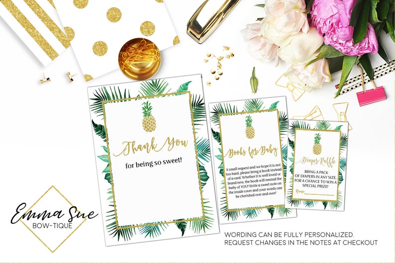 Tropical Pineapple - Pineapple of my eye Baby Shower Luau Invitation- Digital Printable File (Baby-pineapple)