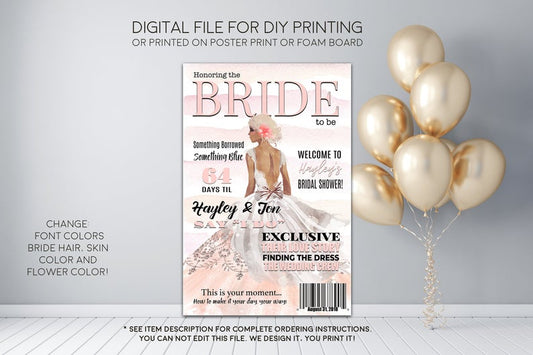 Bride Magazine Bridal Shower Welcome Sign - Party Decorations  - Digital File