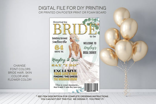 Bride Magazine Bridal Shower Welcome Sign - Party Decorations  - Digital File