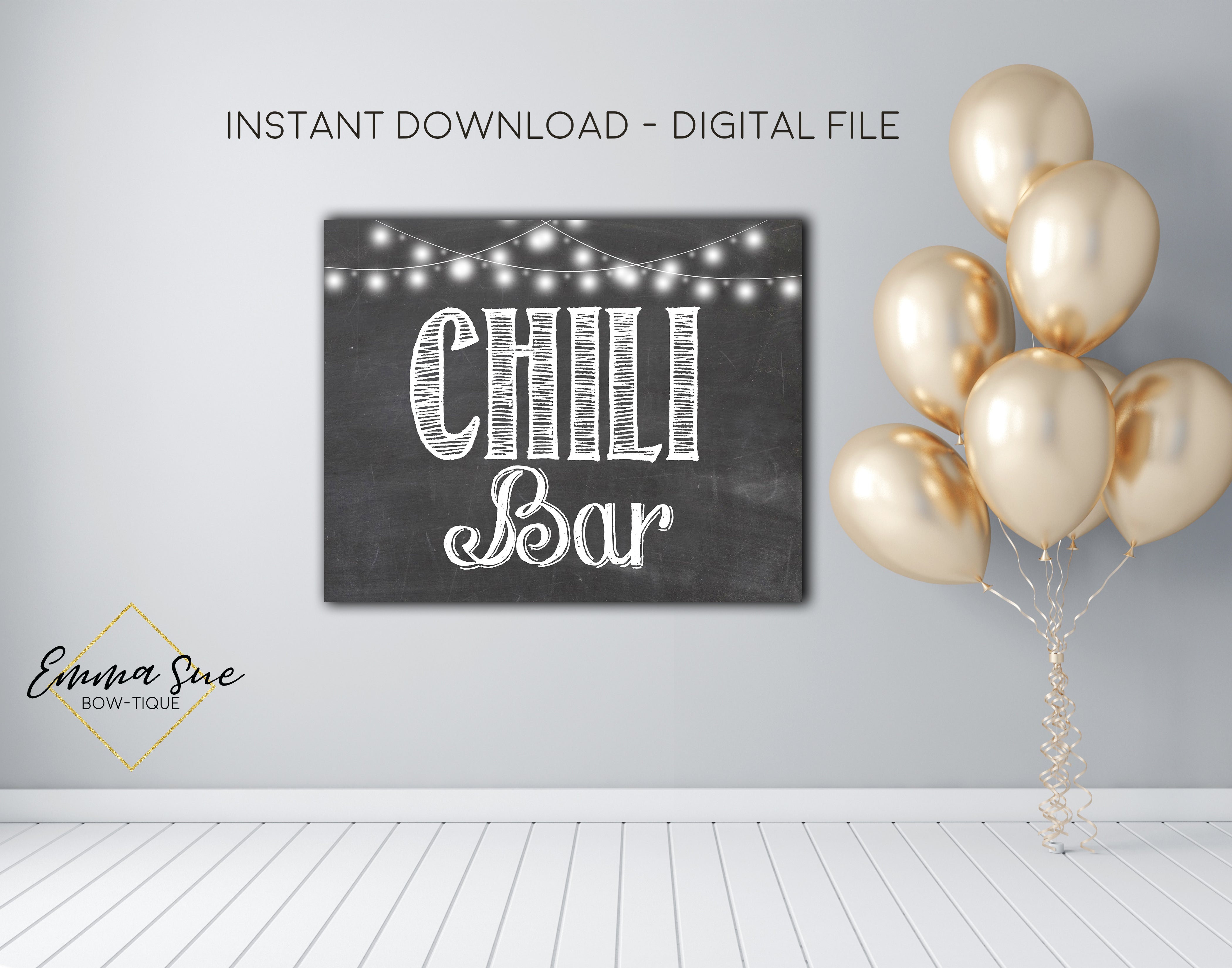 Chili Bar Printable Sign, Bar Sign Party Decorations - Digital File ...
