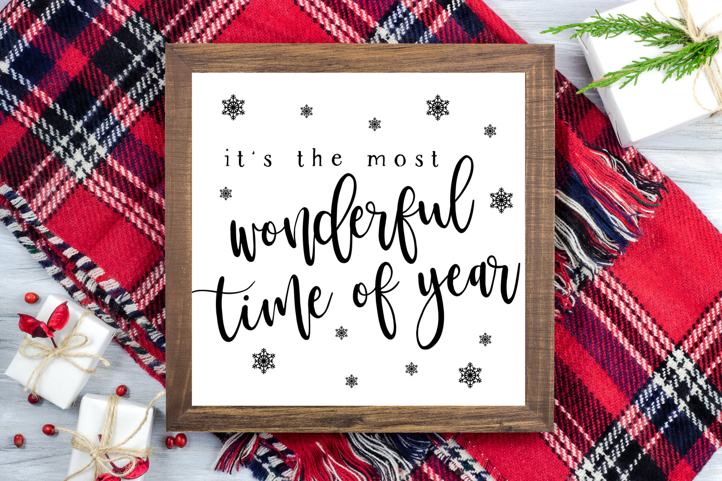 It's the Most Wonderful Time of Year - Christmas Printable Sign Farmhouse Style - Digital File
