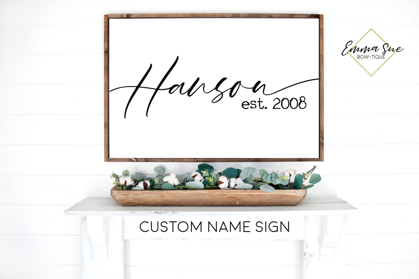 Custom Last Name Established date Family Room Bedroom Large wall Sign handwritten script