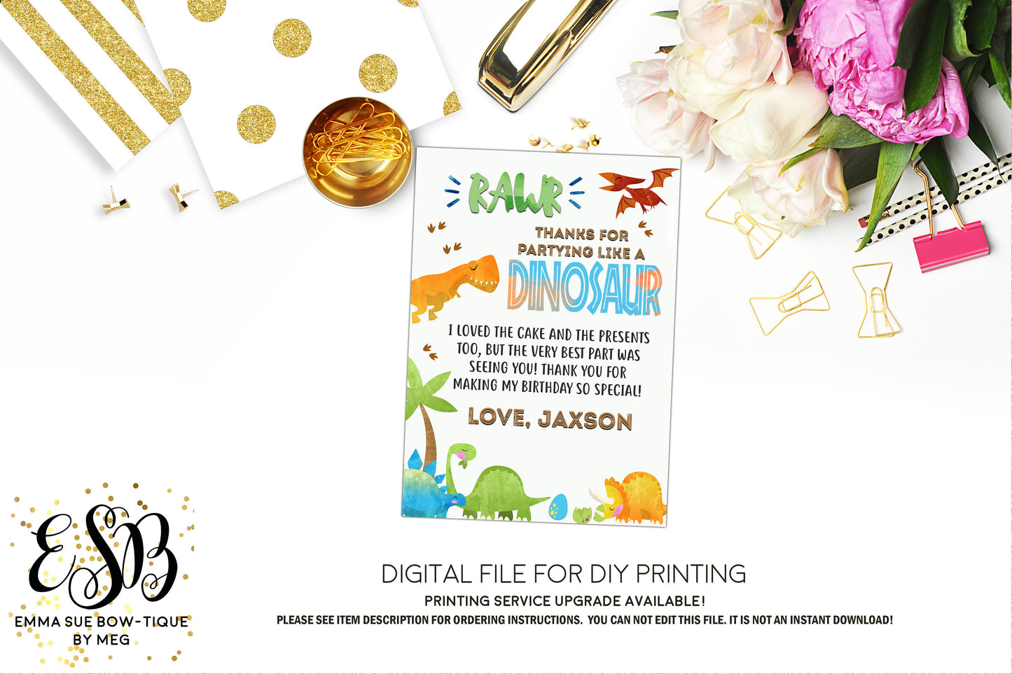 Our Little Dinosaur is growing so Fast Birthday Party Invitation Printable - Digital File (Dino-stomp)