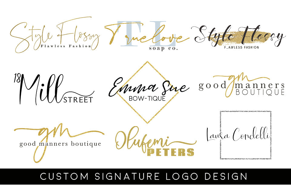 Custom Business Logo Design - Signature, Watercolor or Standard Design with Elements