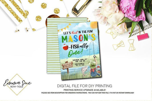 Boy's Fishing Birthday Party Invitation Printable - Digital File  (Fish-01)
