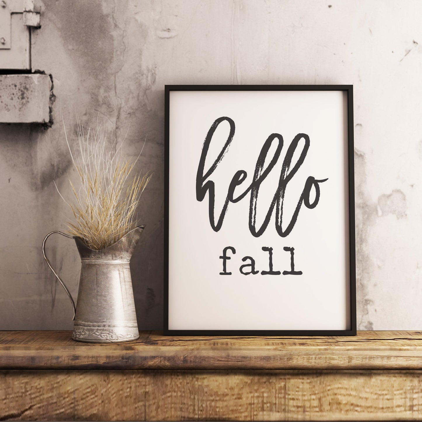 Hello Fall - Fall Autumn Decor Printable Sign Farmhouse Style  - Digital File