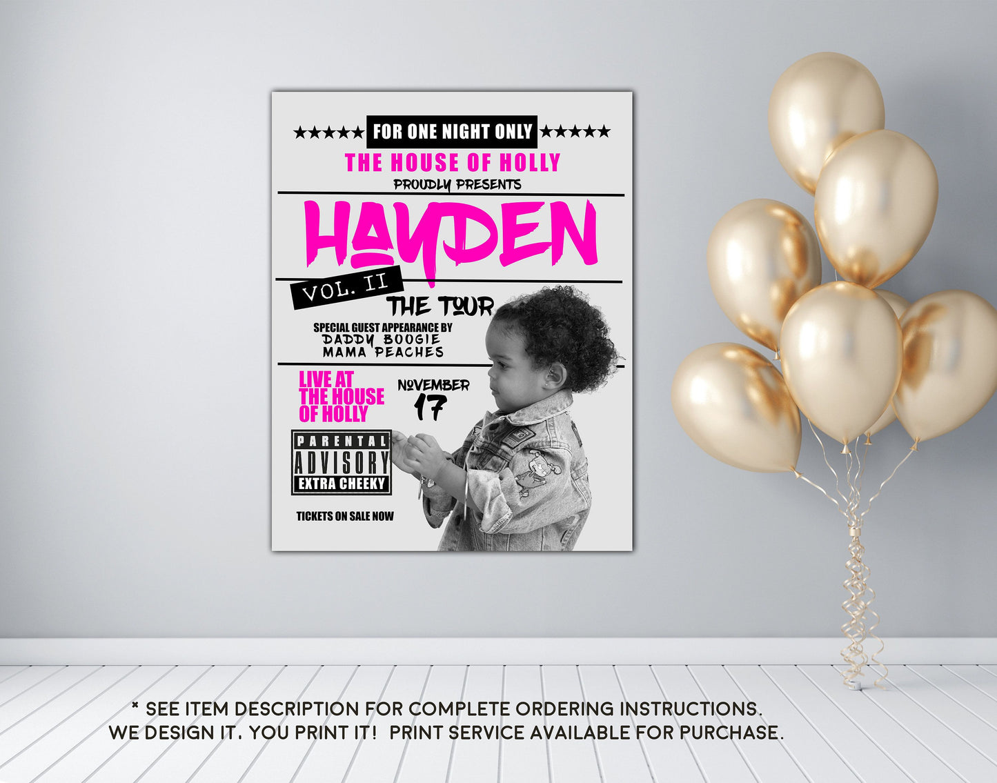 Hip Hop Poster Welcome Sign OR Invitation - Birthday House of Blues Party Decorations - Digital File