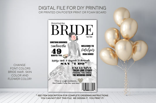 Bride Magazine Bridal Shower Welcome Sign - Party Decorations  - Digital File