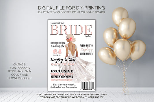 Bride Magazine Bridal Shower Welcome Sign - Party Decorations  - Digital File