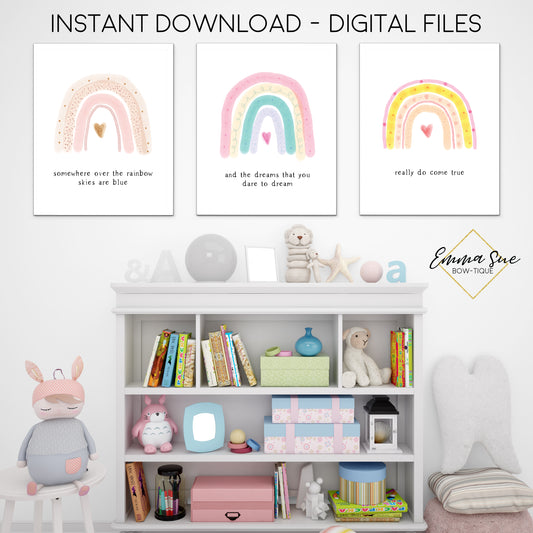 Somewhere Over the Rainbow -  Nursery Kid's Room or Playroom Printable Wall Art  - Digital File
