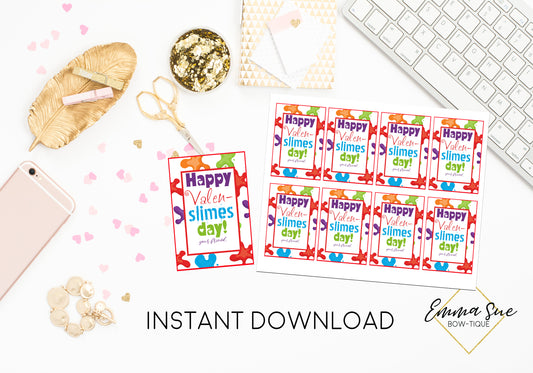 Rainbow Slime - Happy Valen-Slime Day - Valentine's Day Card Printable - Digital File