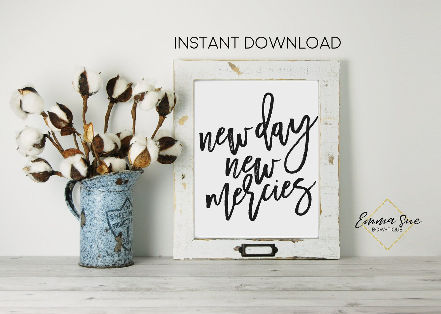 New day new mercies Lamentations 3:23 Bible verse Christian Wall Art Printable