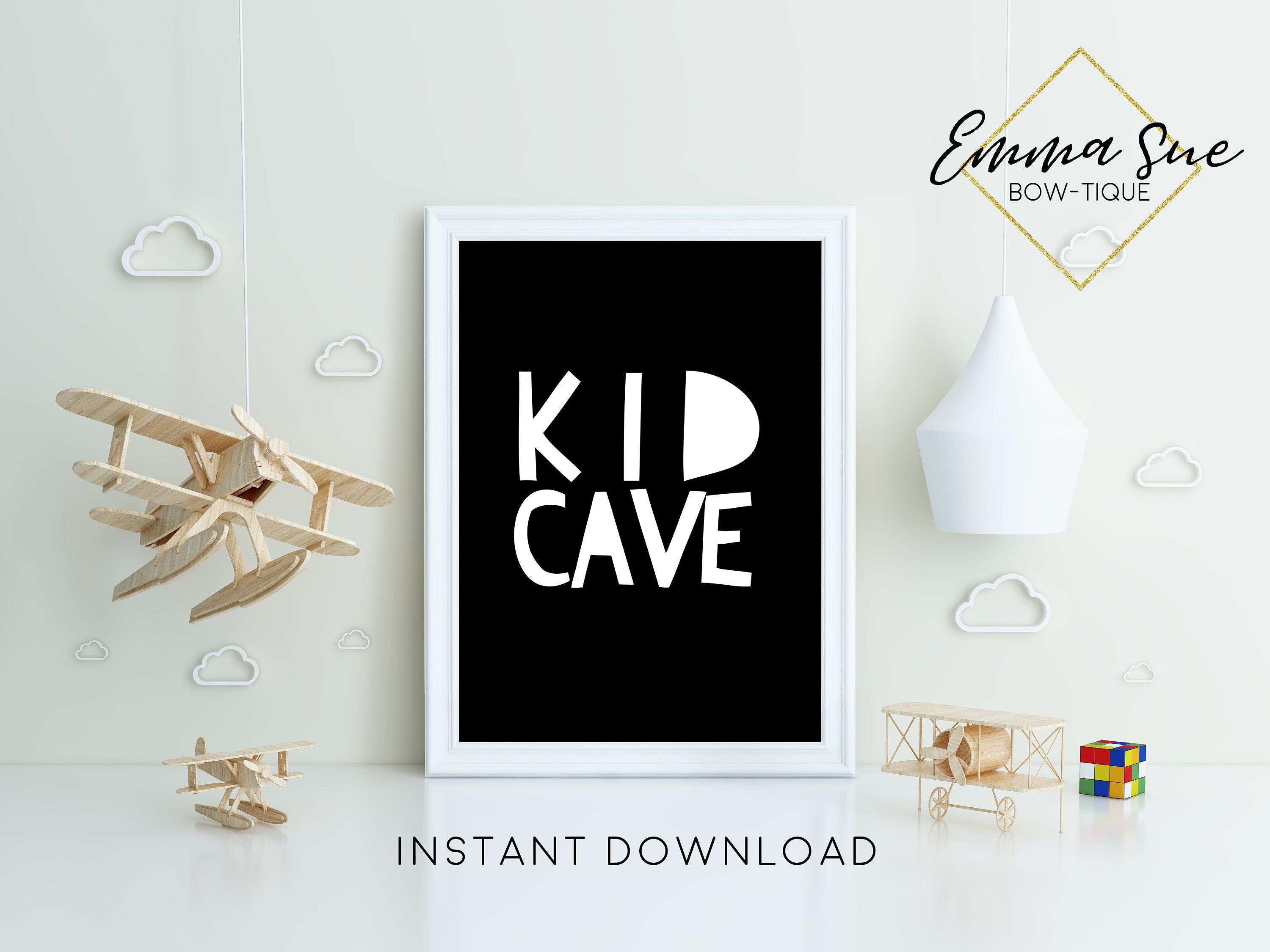 Kid Cave Black &amp; White Kid Playroom Wall Art Printable Sign - Digital ...