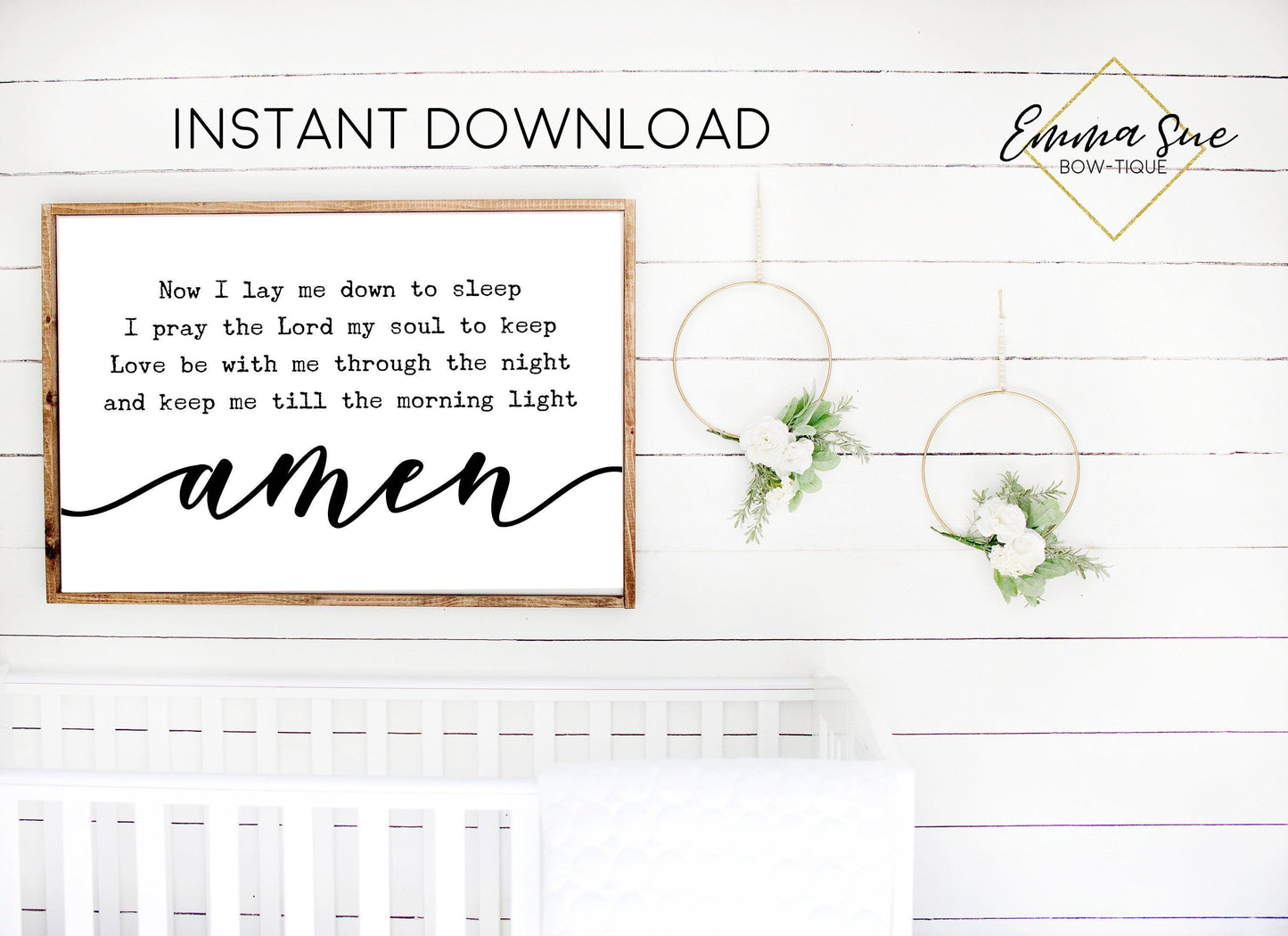 Now I lay me down to sleep prayer Baby Kids nursery room Printable Sign