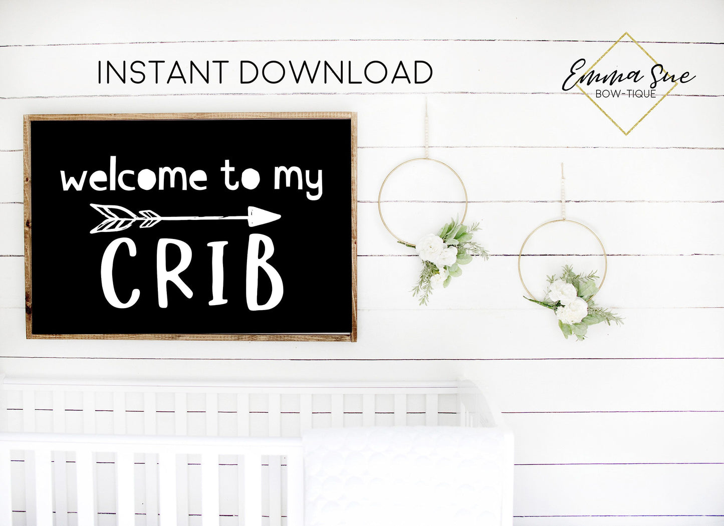 WELCOME TO MY CRIB BABY ROOM NURSERY WALL ART PRINTABLE SIGN Black & White