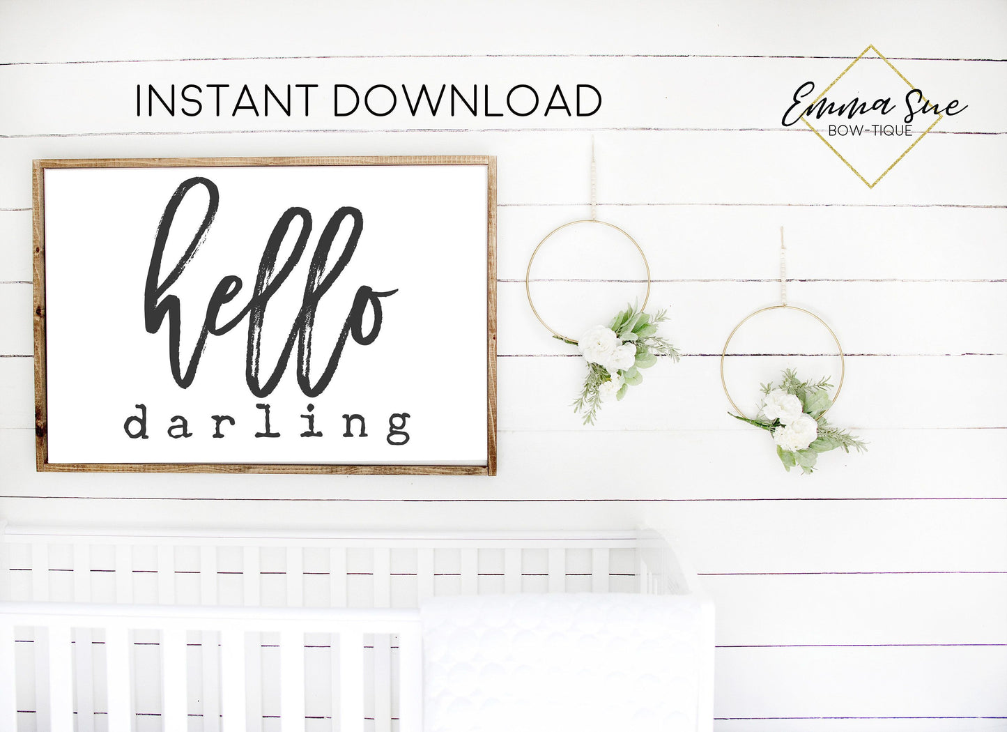 Hello darling - Farmhouse Baby Kids nursery room Printable Sign