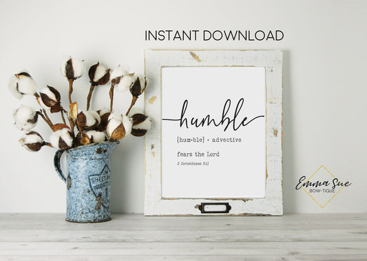 Humble Biblical Definition - Fears the Lord 2 Corinthians 5:11 Bible Verse Printable Sign