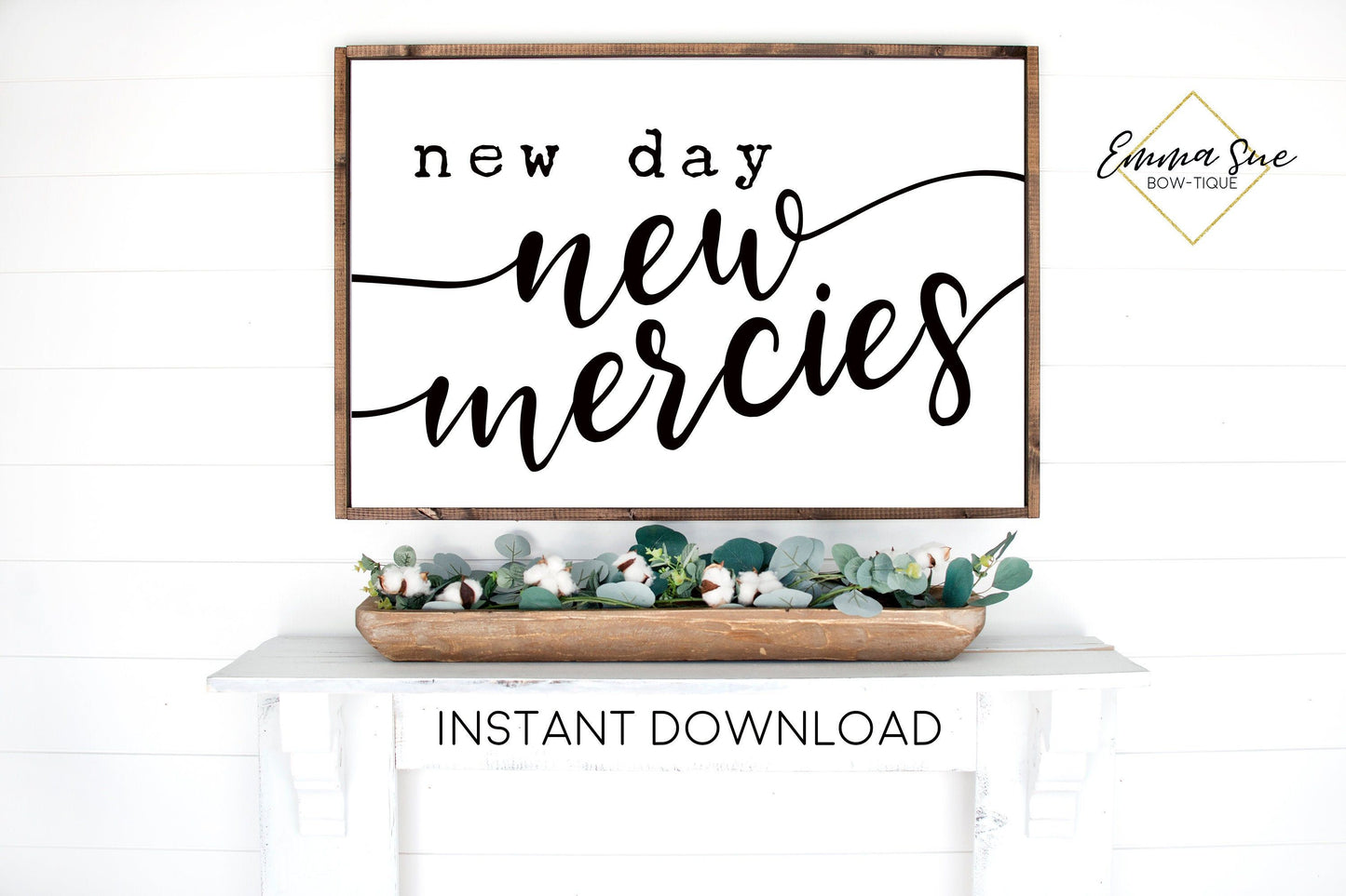 New day new mercies Lamentations 3:23 Bible verse Christian Wall Art Printable Sign