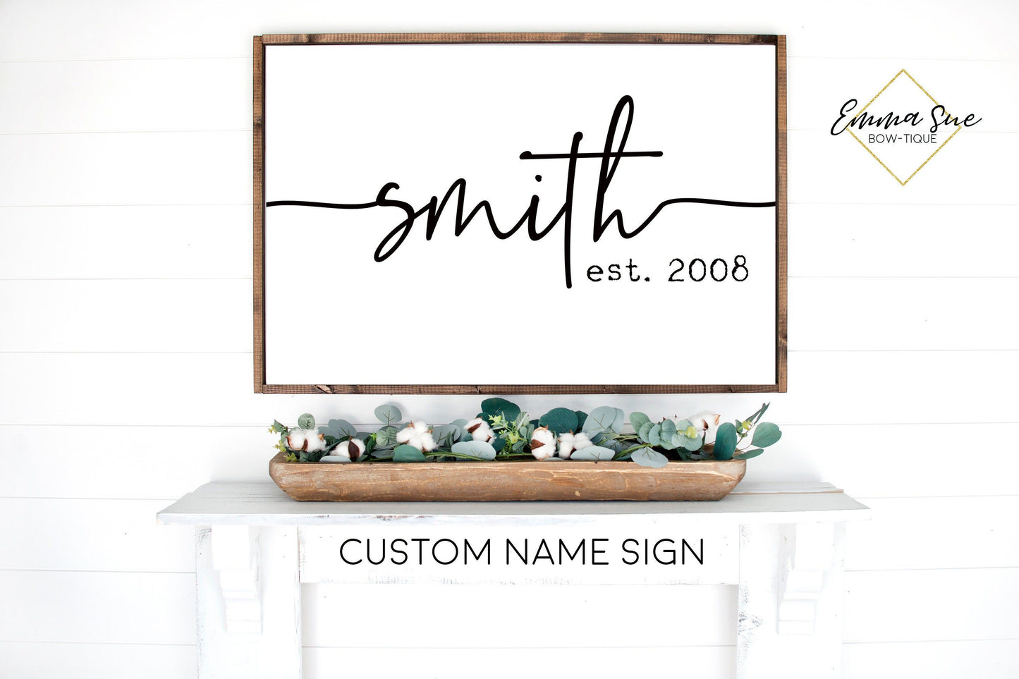 Custom Last Name Established date Family Room Bedroom Large wall Sign handwritten script