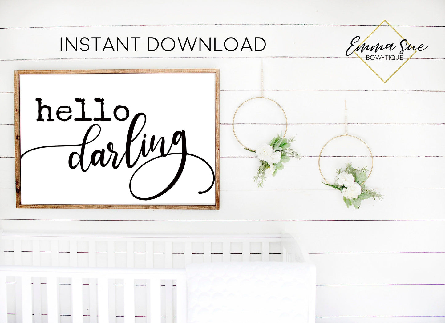 Hello darling - Farmhouse Baby Kids nursery room Printable Sign