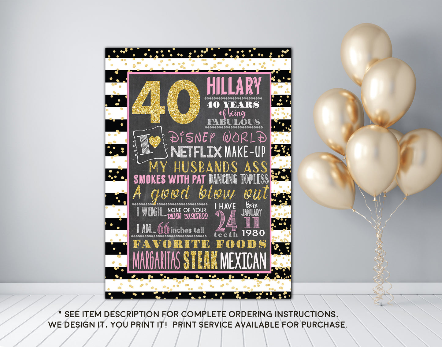 Adult smash cake photo prop Birthday Chalkboard Sign - DIGITAL FILE