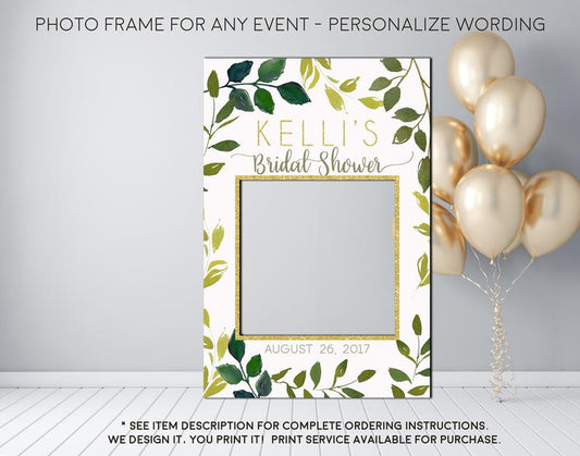 Greenery Eucalyptus leaves Bridal Shower or any event Photo Prop Frame Sign - Digital File (frame-Greenery)