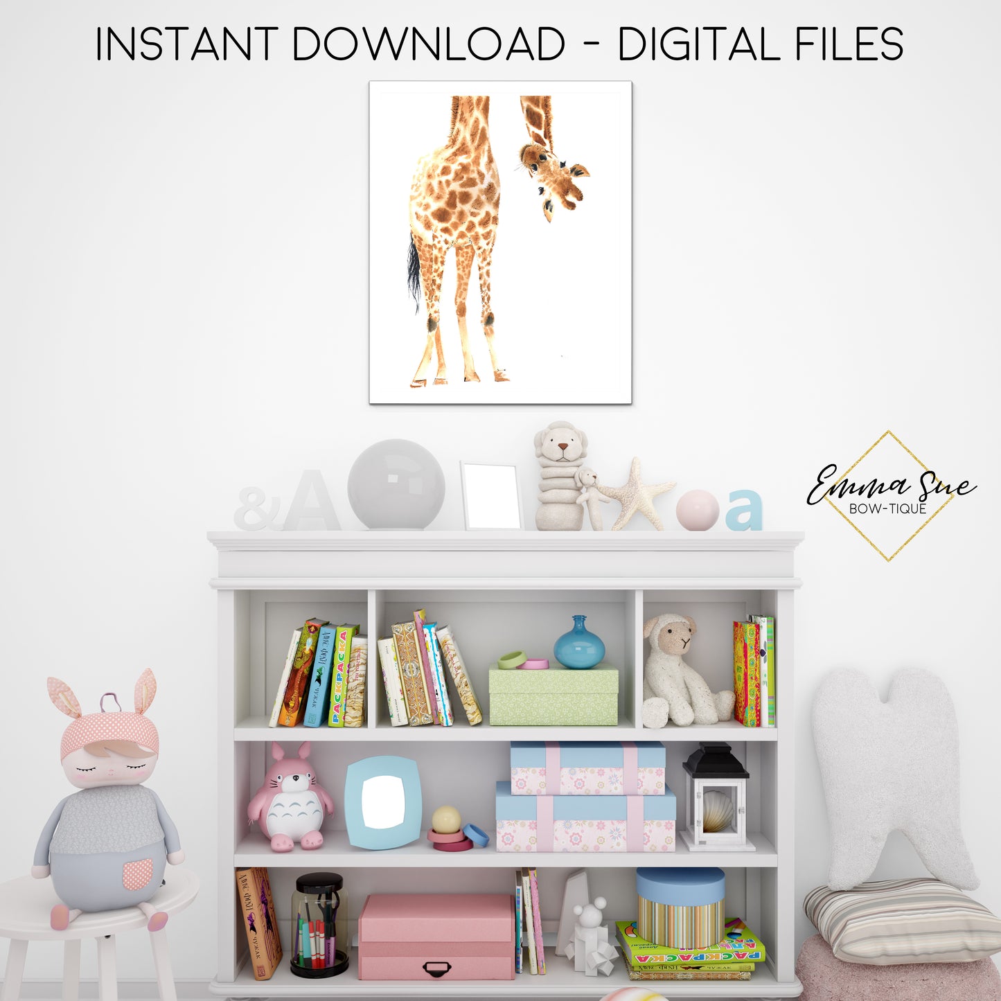 Watercolor Giraffe Zoo Animal - Kid's Room Or Baby Nursery Printable Wall Art - Digital File