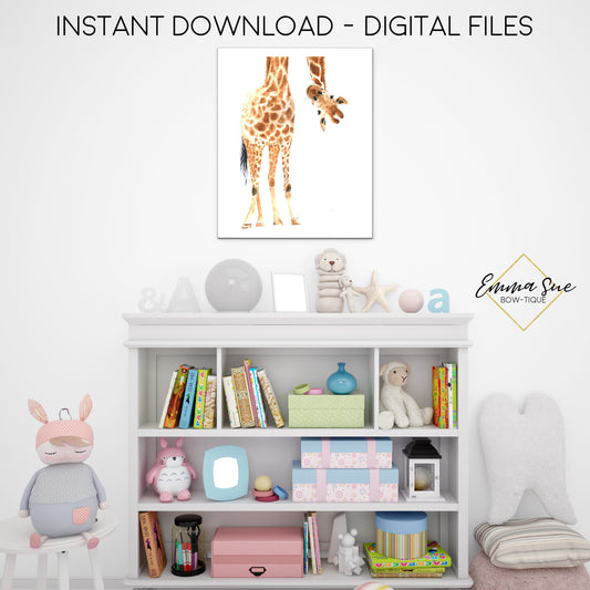 Watercolor Giraffe Zoo Animal  - Kid's Room Or Baby Nursery Printable Wall Art  - Digital File