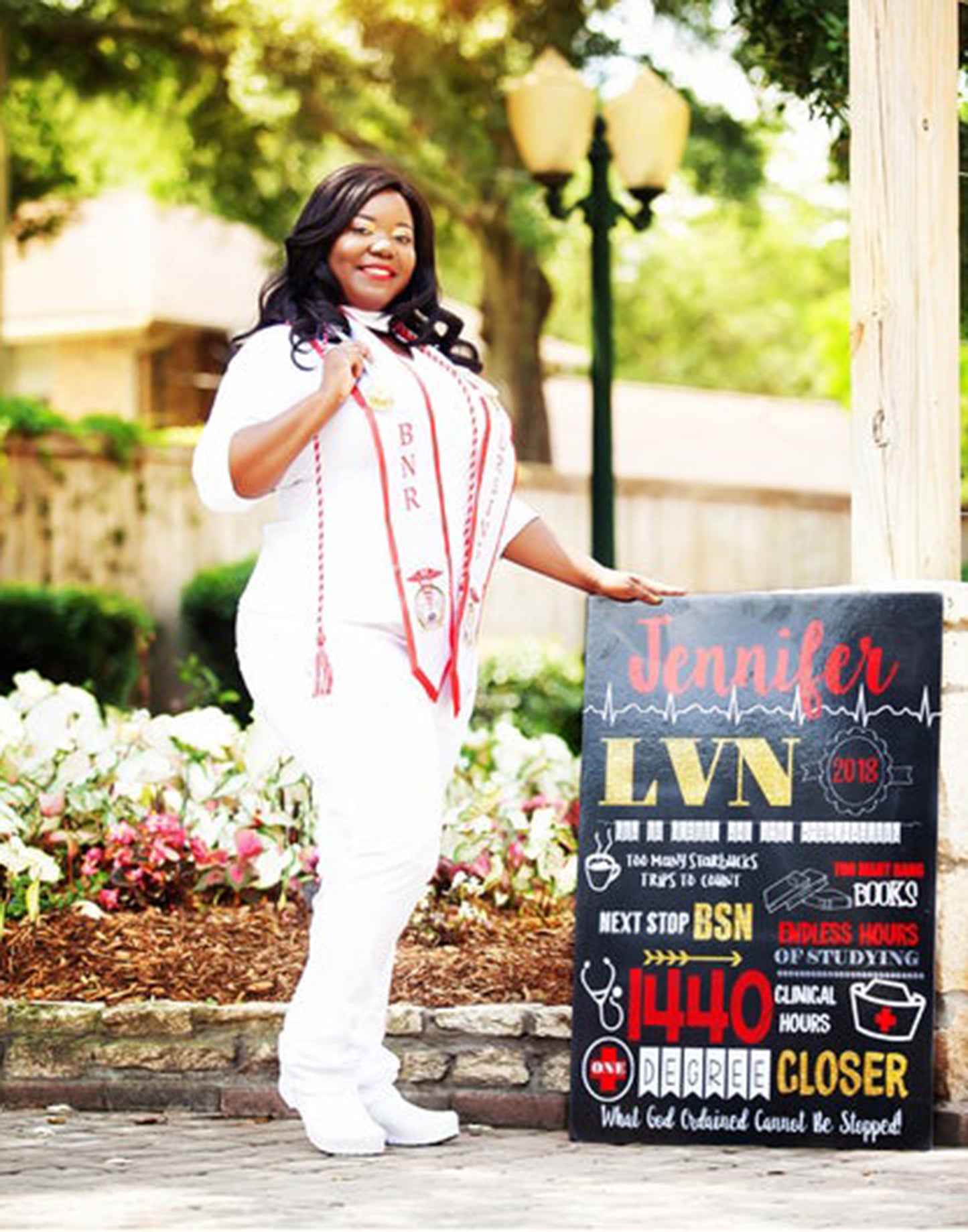LVN, LPN, RN, or any Nursing Graduation Personalized Chalkboard Sign- DIGITAL FILE (Chalk-LVNRed)
