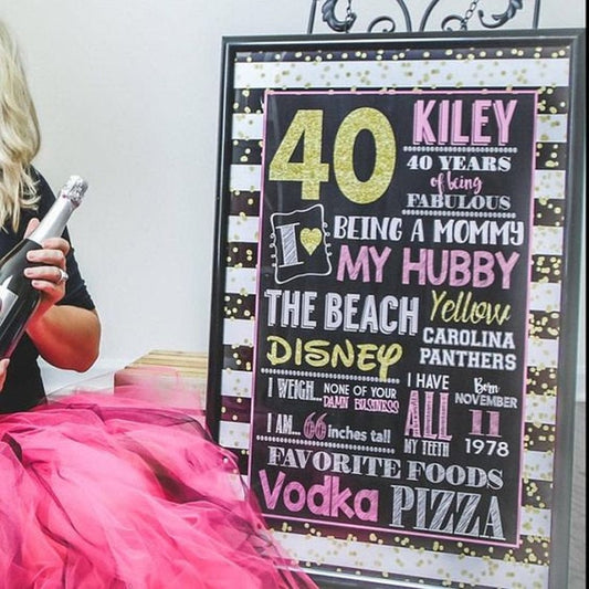 Milestone Adult smash cake photo prop - Any age Birthday Personalized Chalkboard Sign - DIGITAL FILE (chalk-adultconfetti)