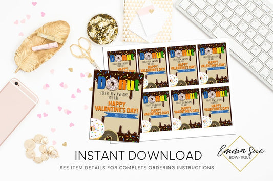 Boy's Donut Forgot how Awesome you are - Valentine's Day Card Printable - Digital File