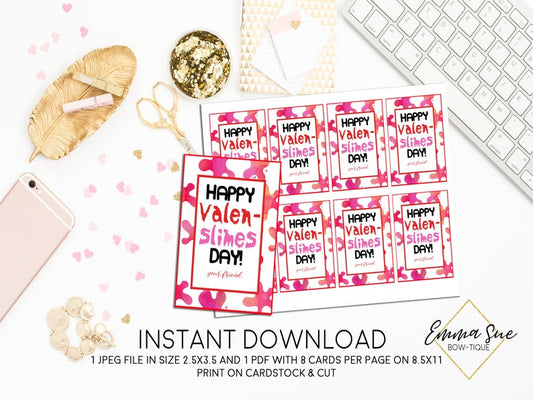 Slime - Happy Valen-Slime Day - Valentine's Day Card Printable - Digital File