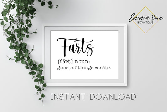Farts Definition Bathroom Sign Farmhouse Funny Bathroom Wall Art Printable Instant Download