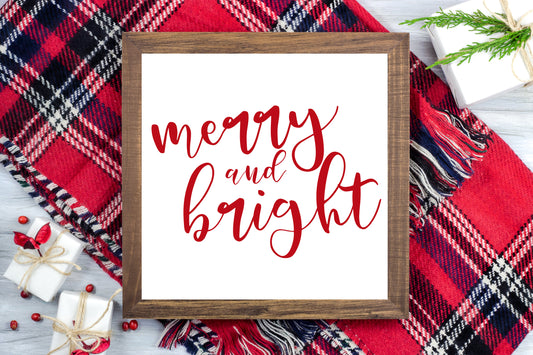 Merry and Bright - Christmas Printable Sign Farmhouse Style - Digital File