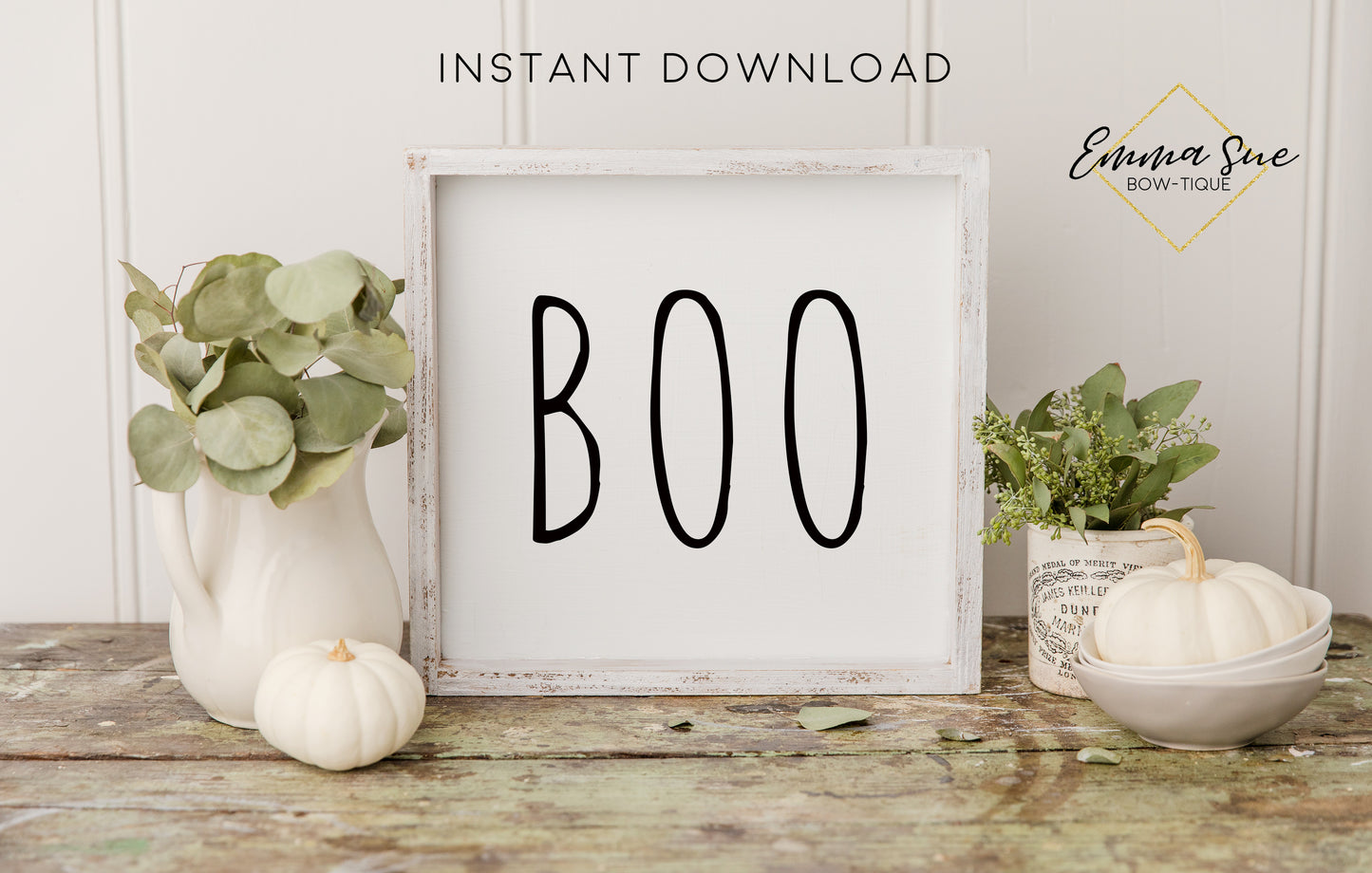 Boo - Halloween Fall Decor Printable Sign Farmhouse Style - Digital File