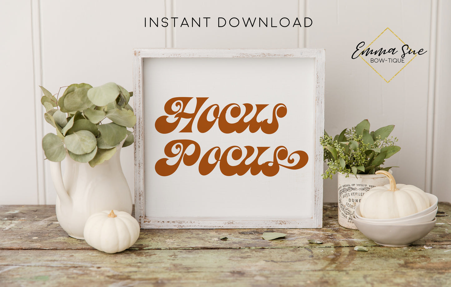 Hocus Pocus - Halloween Fall Decor Printable Sign Retro Boho Style - Digital File