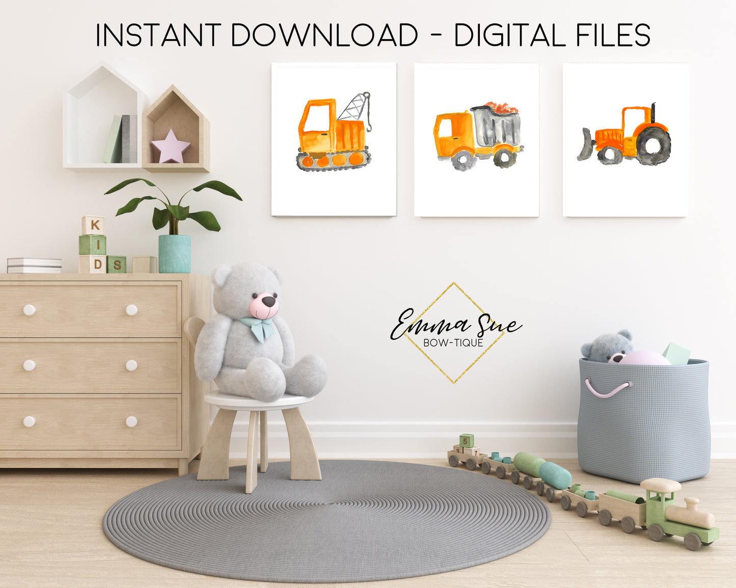 Construction Dump Truck Signs - Boy's Playroom - Baby Nursery Printable Wall Art - Digital File