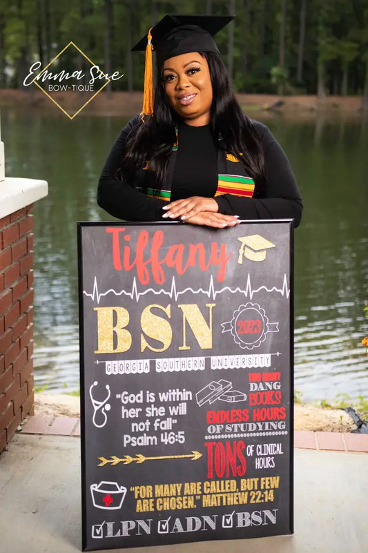 BSN, LVN, LPN, RN, DNP Nursing Graduation Personalized Chalkboard Sign Photo Prop - Any Nursing Degree DIGITAL FILE  (BSN-CHECK)