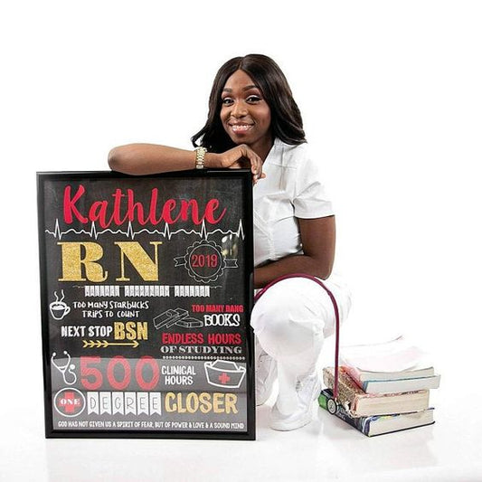 Nursing Graduation Sign - LVN, LPN, RN, or any Degree - Personalized Chalkboard Sign- DIGITAL FILE (Chalk-LVNRed)