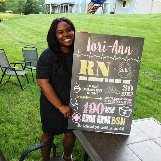 Nursing Graduation Sign - BSN, LVN, LPN, RN or any degree - Personalized Chalkboard Sign Photo Prop - Any Nursing Degree DIGITAL FILE (Chalk-RNGold)