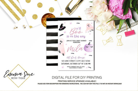 A little boo is on the way - Pastel Halloween Baby Shower Invitation- Digital Printable File  (Baby-2019pastel)