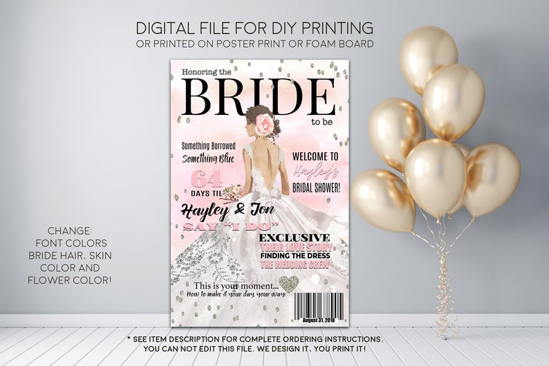 Bride Magazine Bridal Shower Welcome Sign - Party Decorations  - Digital File