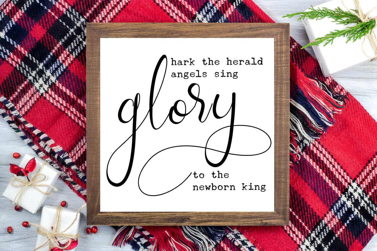 Hark the Herald Angels Sign Glory to the Newborn King -  Christmas Printable Sign Farmhouse Style  - Digital File