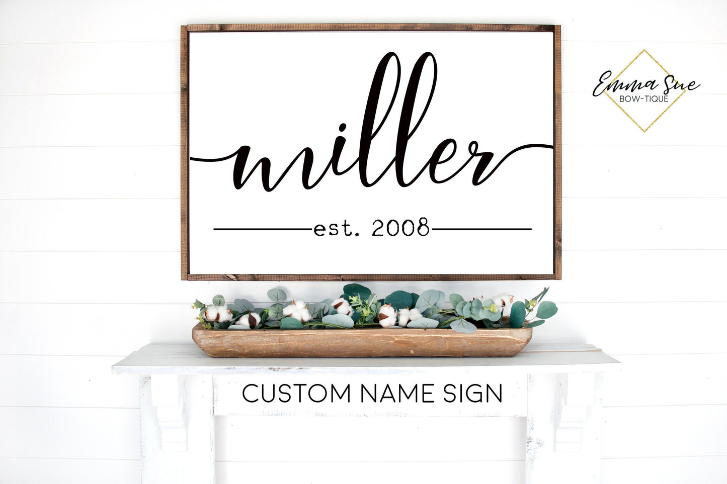 Custom Last Name Established date Family Room Bedroom Large wall Sign handwritten script