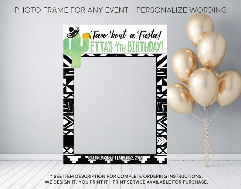 Fiesta Taco 'bout a Fiesta Personalized Photo Prop Frame  (Frame-CactusTaco)