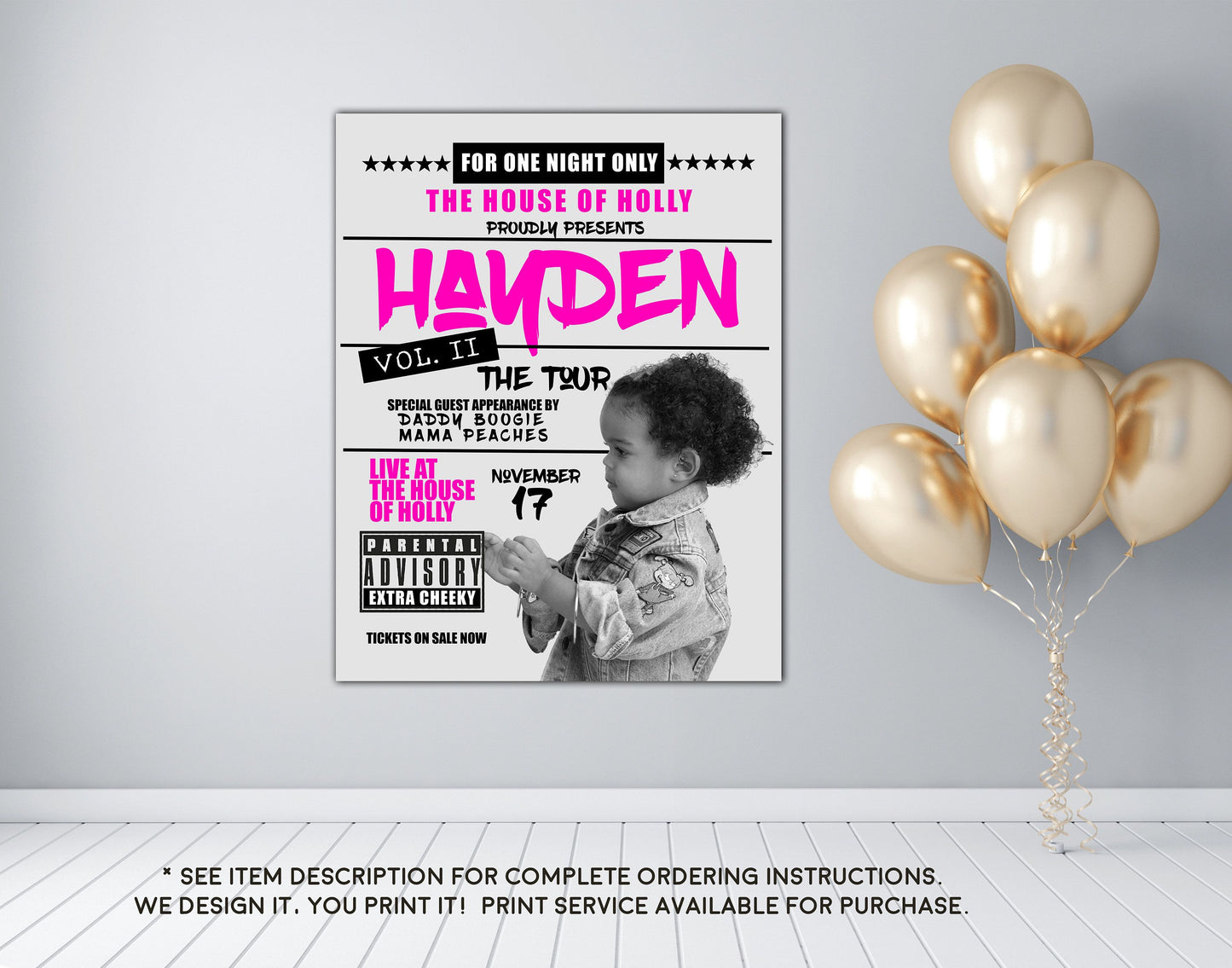 Hip Hop Poster Welcome Sign OR Invitation - Birthday House of Blues Party Decorations  - Digital File