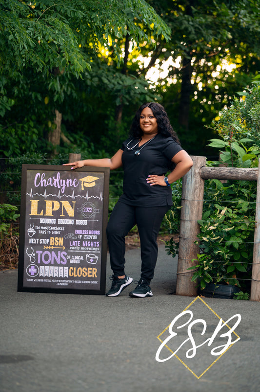 LPN, BSN, LVN, LPN, RN or Any Nursing Graduation Personalized Chalkboard Sign Photo Prop - Any Nursing Degree DIGITAL FILE  (LPN-Charlyne)