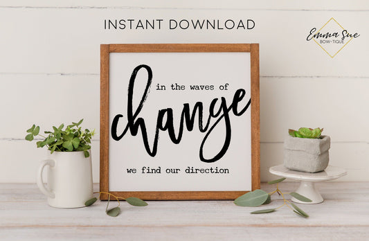 In the waves of change we find our direction - Change Strength Healing Motivational Quote Printable Sign Wall Art
