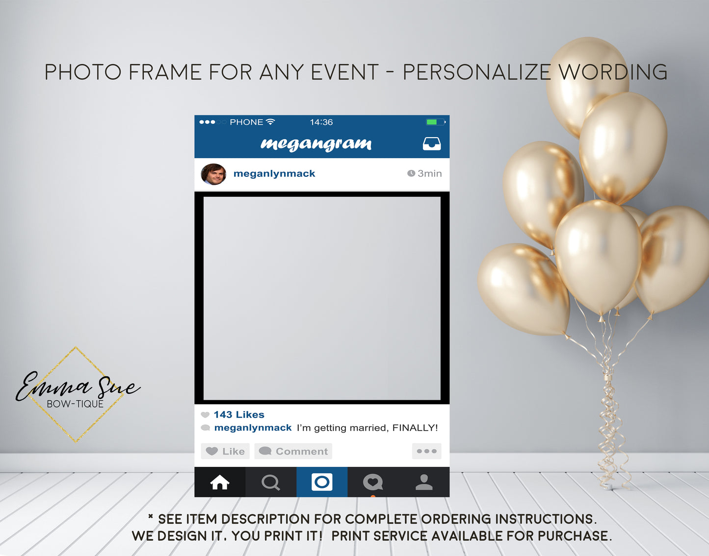 Social Media Frame - Any event - Photo Prop Frame Sign - Digital File