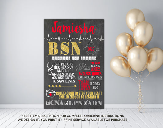 Nursing Graduation Photos Sign - LVN, LPN, RN, or any Degree - Personalized Chalkboard Sign- DIGITAL FILE (Nurse-Angels)